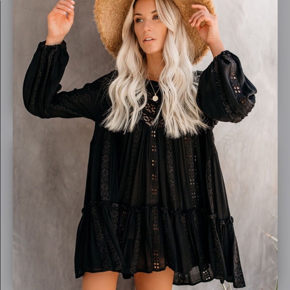 Free People Dresses & Skirts - KISS KISS LACE TUNIC - BLACK - FREE PEOPLE -